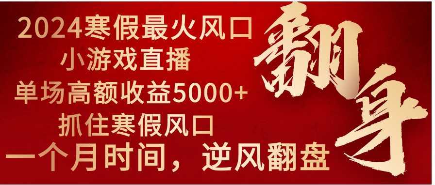 2024年最火寒假風(fēng)口項(xiàng)目 小游戲直播 單場(chǎng)收益5000+抓住風(fēng)口 一個(gè)月直接提車(chē)