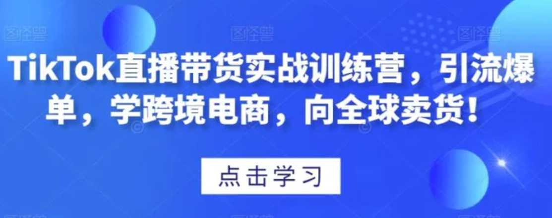 TikTok直播帶貨實戰訓練營，引流爆單，學跨境電商，向全球賣貨！