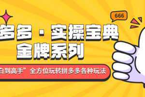 拼多多·實操寶典：金牌系列“小白到高手”帶你全方位玩轉拼多多各種玩法