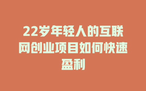 22歲年輕人的互聯網創業項目如何快速盈利