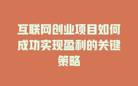 互聯(lián)網(wǎng)創(chuàng)業(yè)項(xiàng)目如何成功實(shí)現(xiàn)盈利的關(guān)鍵策略
