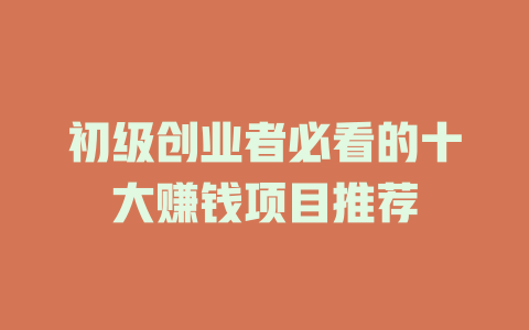 初級創業者必看的十大賺錢項目推薦