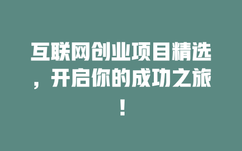 互聯(lián)網(wǎng)創(chuàng)業(yè)項(xiàng)目精選，開啟你的成功之旅！