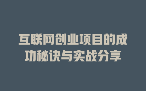 互聯(lián)網(wǎng)創(chuàng)業(yè)項(xiàng)目的成功秘訣與實(shí)戰(zhàn)分享