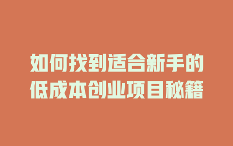 如何找到適合新手的低成本創業項目秘籍