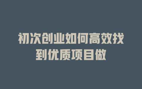 初次創業如何高效找到優質項目做