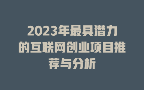 2023年最具潛力的互聯網創業項目推薦與分析