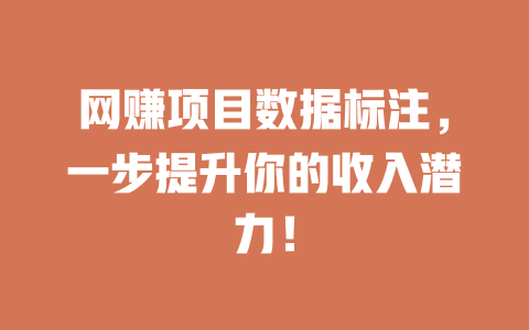 網賺項目數據標注，一步提升你的收入潛力！