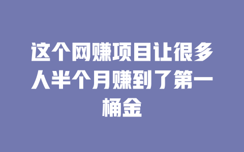 這個網(wǎng)賺項目讓很多人半個月賺到了第一桶金