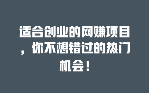 適合創業的網賺項目，你不想錯過的熱門機會！