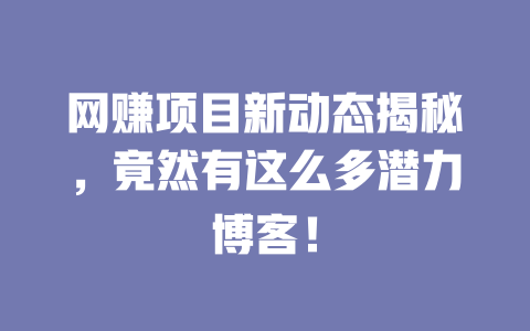 網賺項目新動態揭秘，竟然有這么多潛力博客！