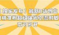 【獨家發布】最新B站創業粉精準粉超級曝光引流附腳本可多開【揭秘】