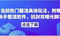 解析當前熱門截流具體玩法，附贈全新快手截流軟件，抗封雙曝光腳本【揭秘】